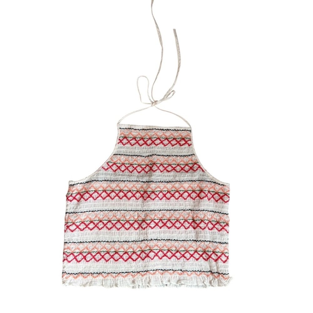 American Eagle Woven Crochet Halter Crop Top